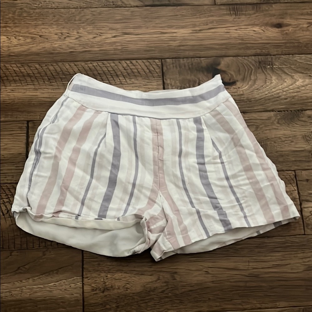 Express High Waist White and Pink Shorts